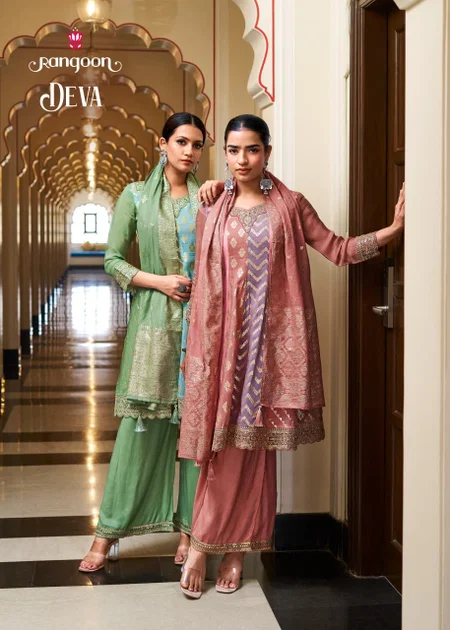 Deva By Rangoon Organza Jacquard Kurti With Bottom Dupatta